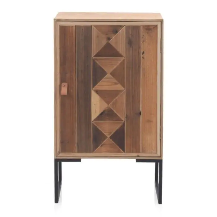 Mesita De Noche Madera Reciclada 1 Puerta, 49 Cm