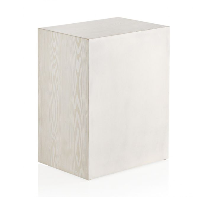 Mesita Noche Madera Blanco Decapado Natural 48 Cm