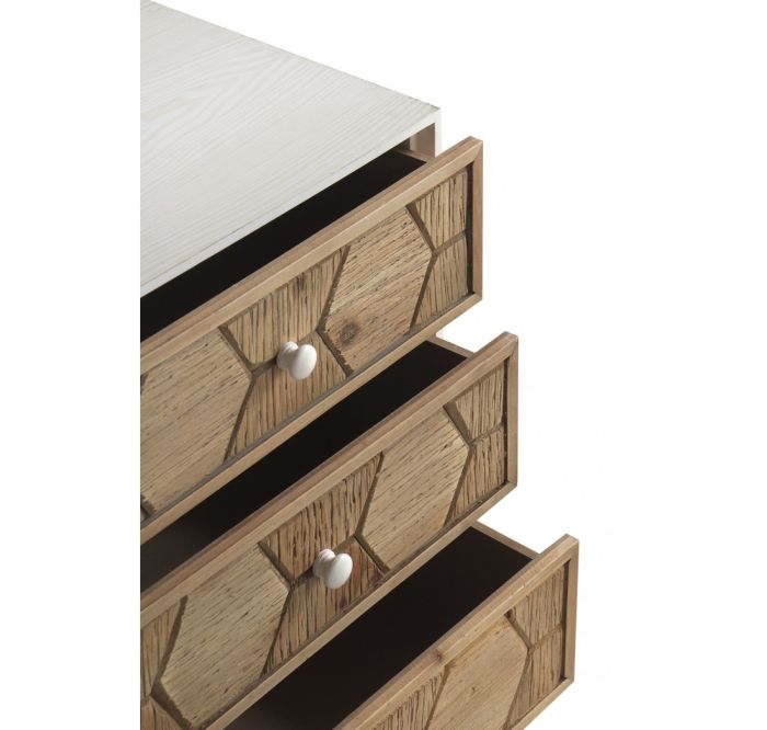Mesita Noche Madera Blanco Decapado Natural 48 Cm
