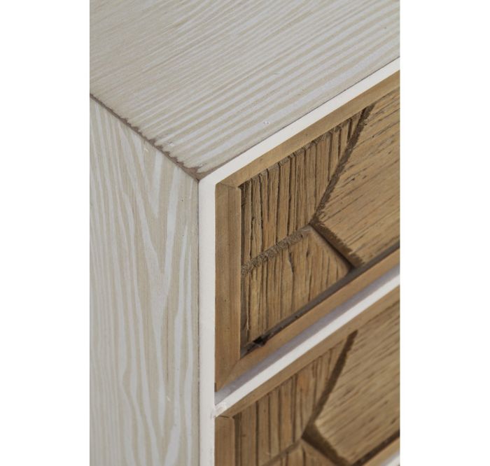 Mesita Noche Madera Blanco Decapado Natural 48 Cm