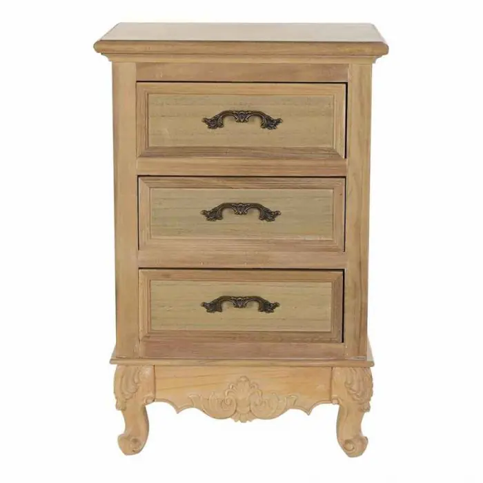 Mesita de Noche Estilo Vintage Natural Madera Abeto Mdf, 63 Cm