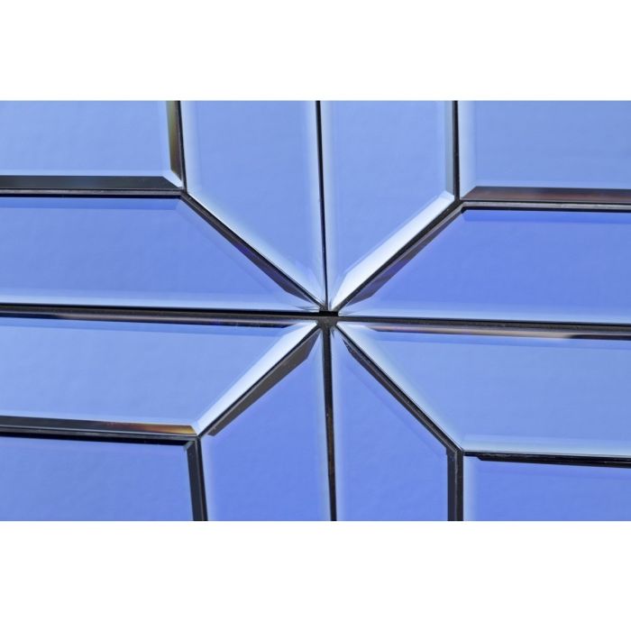 Mesita De Noche Art Decó Azul/ Negro Madera Espejo Acero, 58'5 Cm