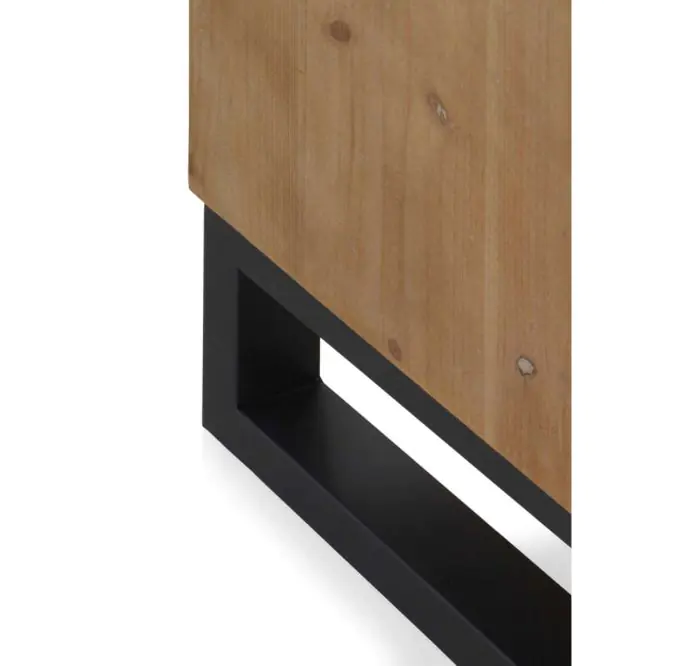 Mesita de Noche Bloques 2 cajones Natural Chapa Madera Abeto Metal, 51 Cm