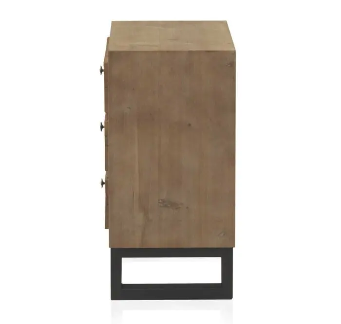 Mesita de Noche Bloques Natural Chapa Madera Abeto Metal, 51'5 Cm