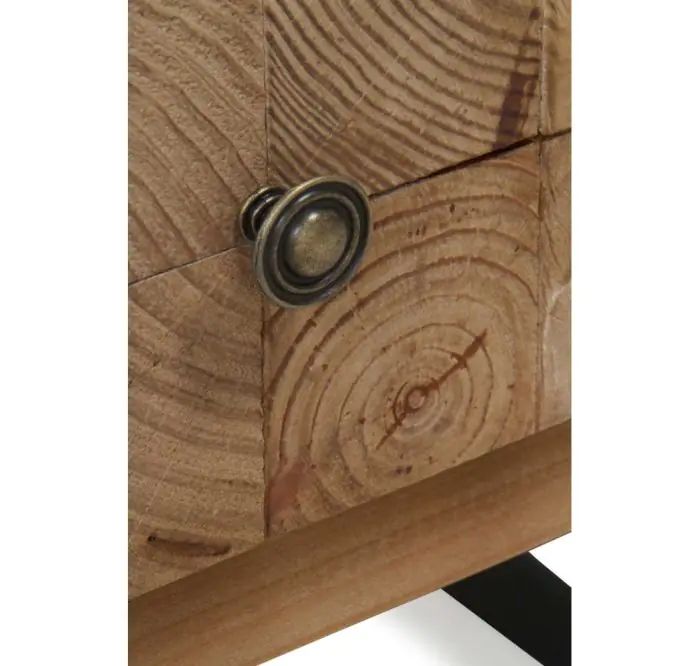Mesita de Noche Bloques Natural Chapa Madera Abeto Metal, 51'5 Cm