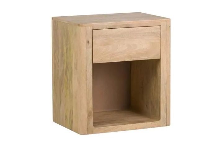Mesita de noche cerezo  madera de mango 1 espacio 1 cajón
