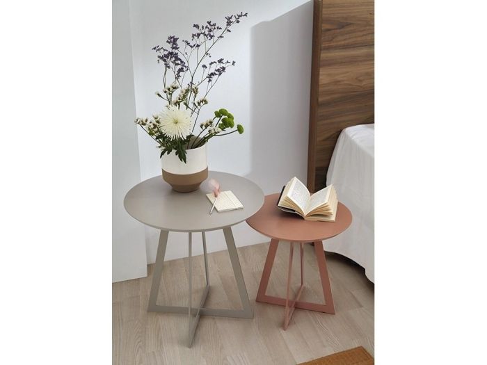 Mesa Auxiliar Redonda Madera Lacada, Ø40 Cm