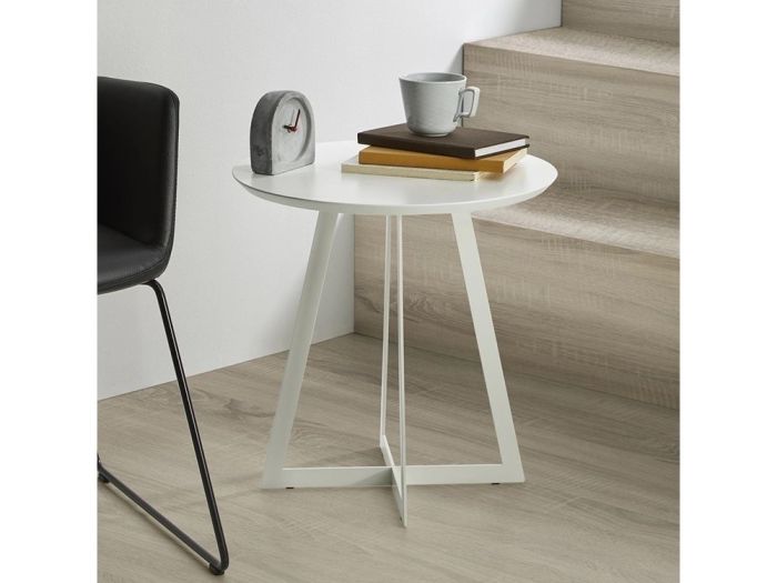 Mesa Auxiliar Redonda Madera Lacada, Ø40 Cm