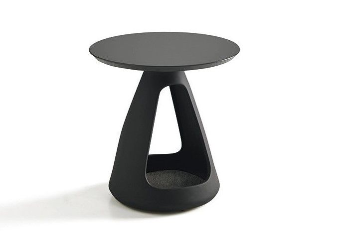 Mesa Auxiliar Redonda Lacado Negro Gres, Ø45 Cm