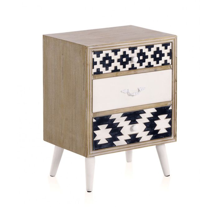 Mesita De Noche Madera Natural 48 Cm