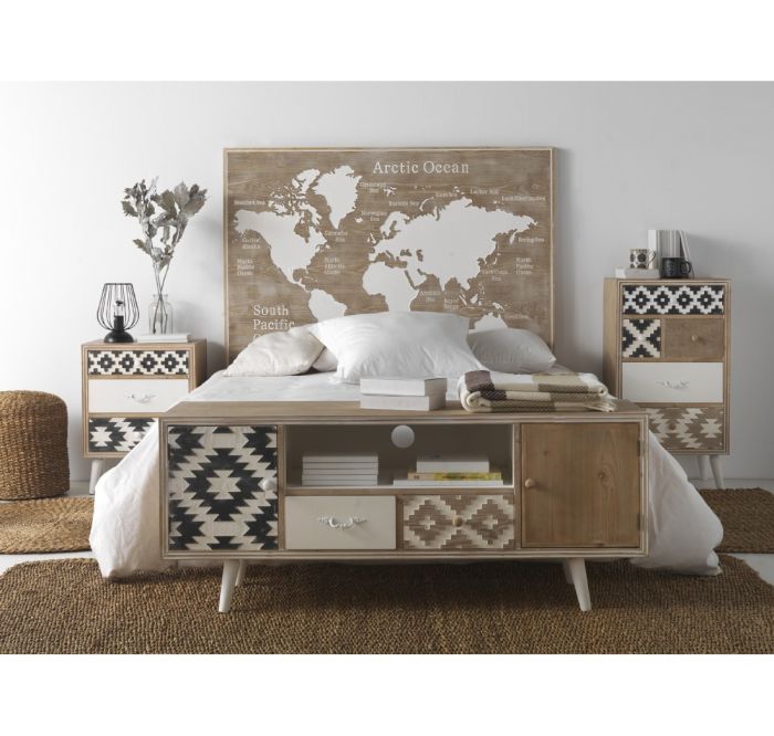 Mesita De Noche Madera Natural 48 Cm