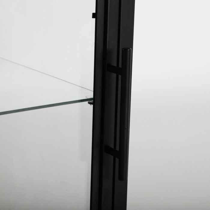 Mesita de Noche Vidrio Madera Abeto Negro, 45 Cm