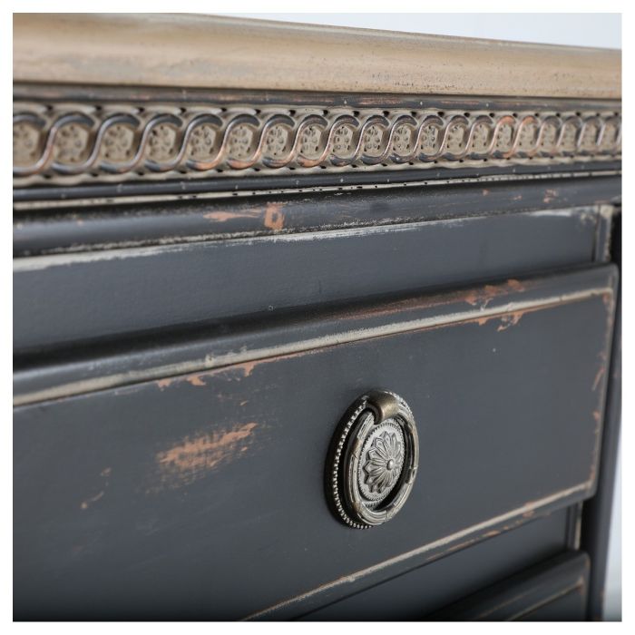Mesita De Noche Vintage Madera DM Negro 45 Cm