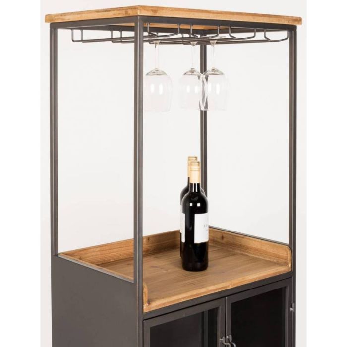 Vitrina Vinoteca Madera Vidrio Hierro, 171 Cm