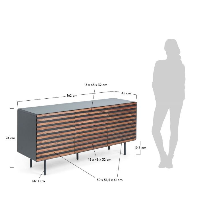 Aparador Estilo Industrial Moderno Nogal Negro 162 Cm