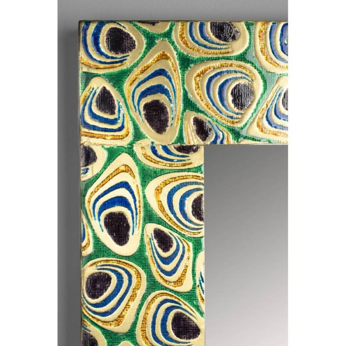 Espejo Pavo Real Cristal Latón Pintado Multicolor, 110 Cm