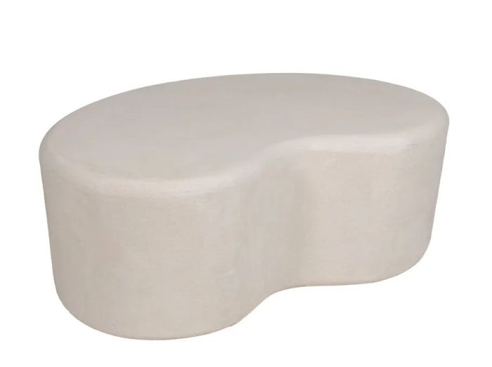 Mesa de centro nórdica en forma de riñon en dm blanco.