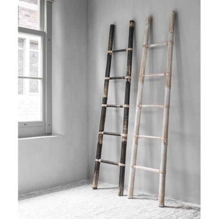 Escalera Bambú Lavado Color Negro, 200 Cm