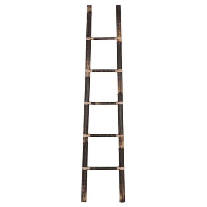 Escalera Bambú Lavado Color Negro, 200 Cm