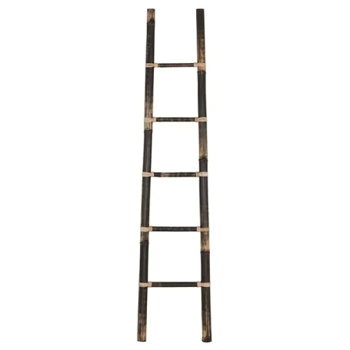 Escalera Bambú Lavado Color Negro, 200 Cm