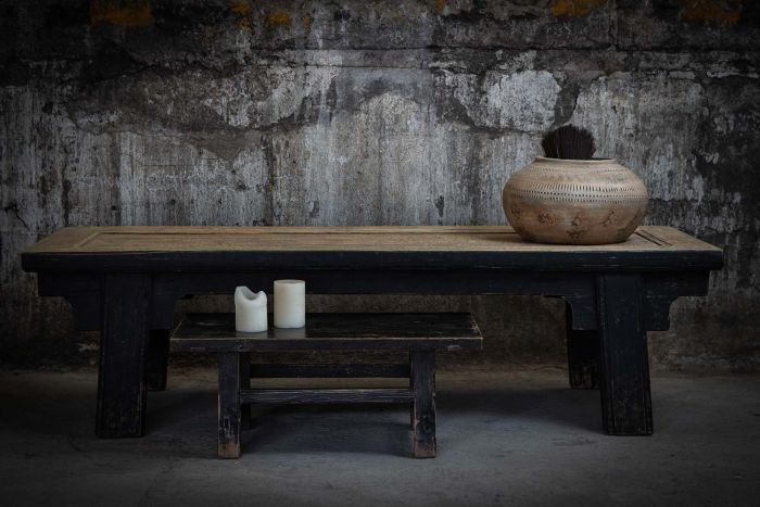 Mesa Centro Madera Olmo Natural Negro, 160 Cm