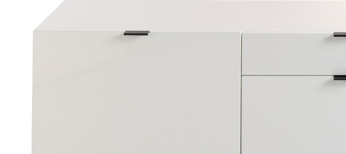 Mueble TV De Diseño Lacado Blanco Y Metal Negro