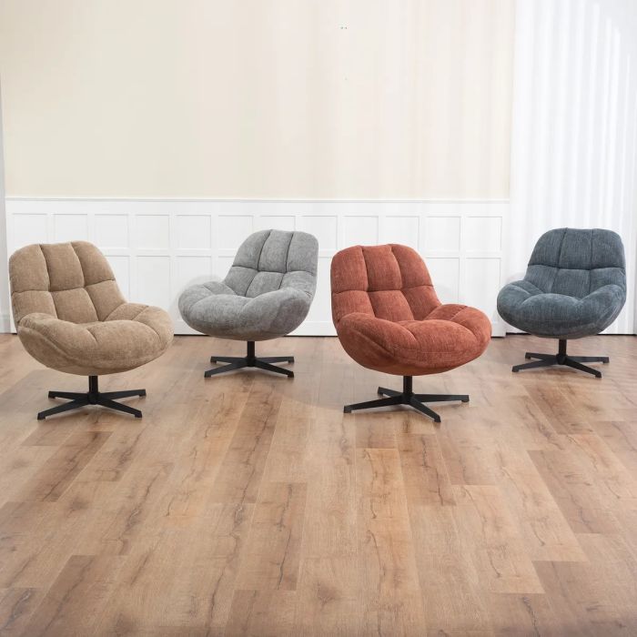 Sillón Giratorio Tela Color Arena, 75'5 Cm
