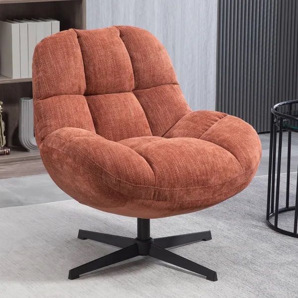 Sillón Giratorio Tela Color Terracota, 75'5 Cm