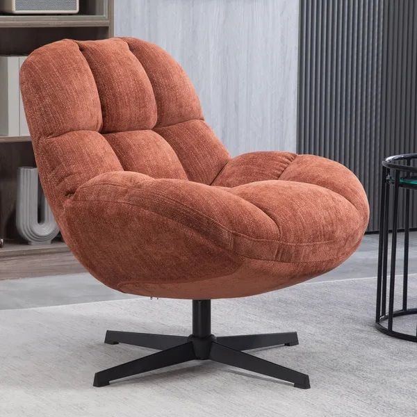 Sillón Giratorio Tela Color Terracota, 75'5 Cm