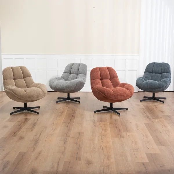 Sillón Giratorio Tela Color Terracota, 75'5 Cm