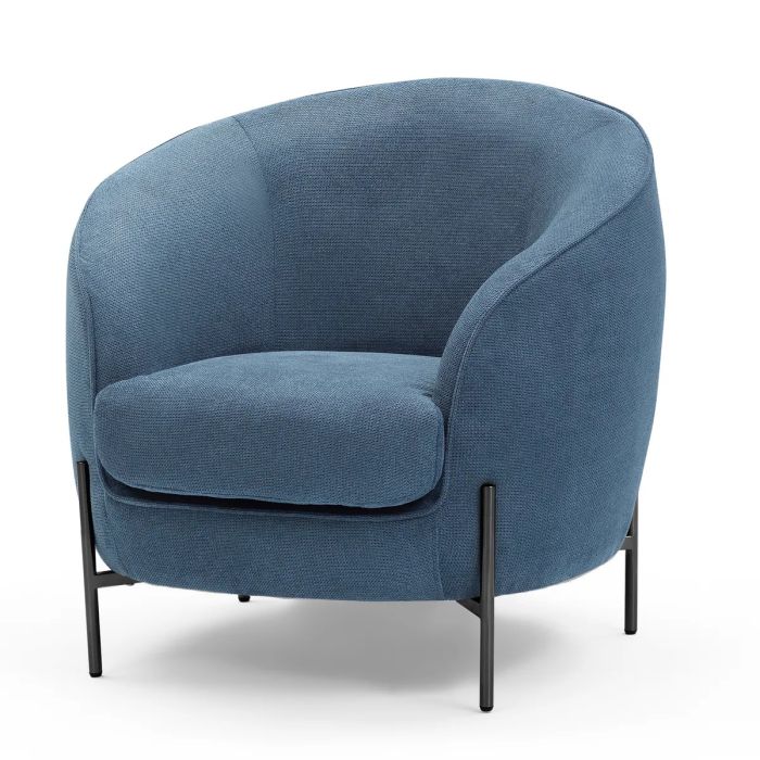 Sillón Tejido Azul Oscuro Metal Negro, 86 Cm