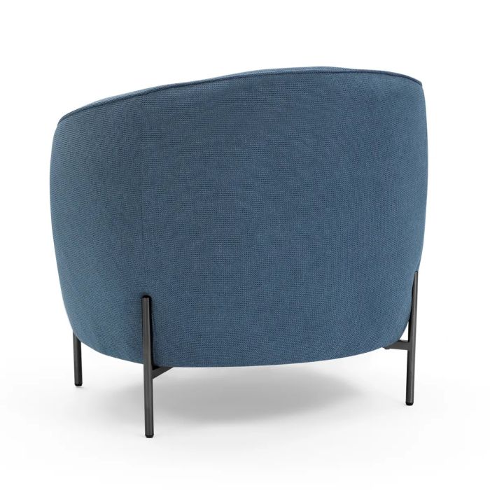 Sillón Tejido Azul Oscuro Metal Negro, 86 Cm