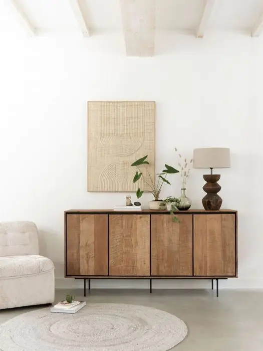 Aparador Natural 4 Puertas Madera Teca, 180 Cm