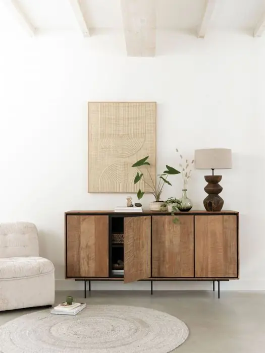 Aparador Natural 4 Puertas Madera Teca, 180 Cm