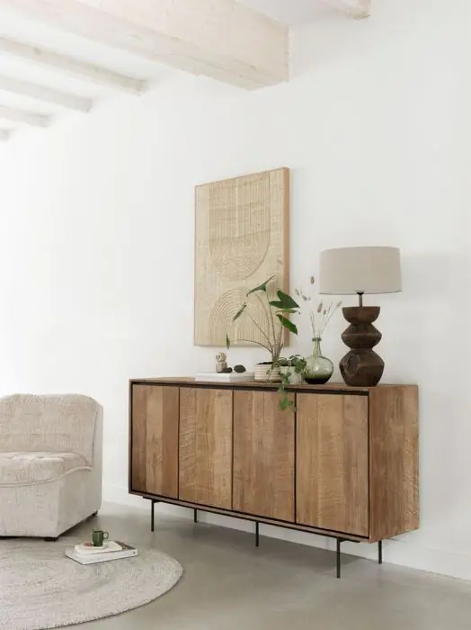 Aparador Natural 4 Puertas Madera Teca, 180 Cm