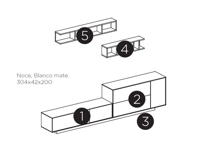 Composición Salón Laminada Natur 05, 304 Cm