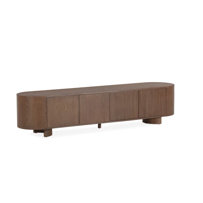 Mueble de TV en chapa de roble marrón 220 cm