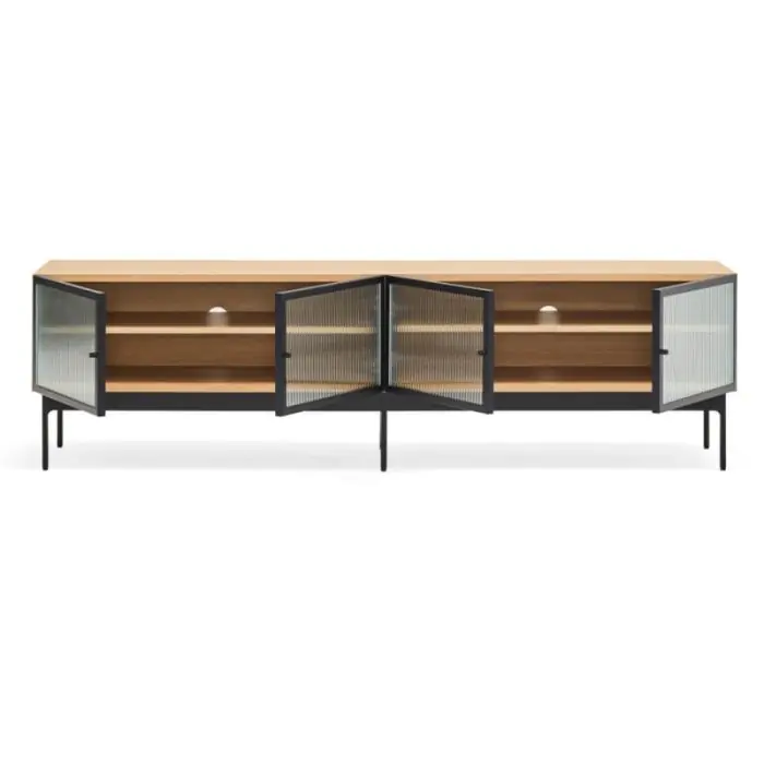 Mueble  De Televisión Diseño Natural Negro, 180 cm