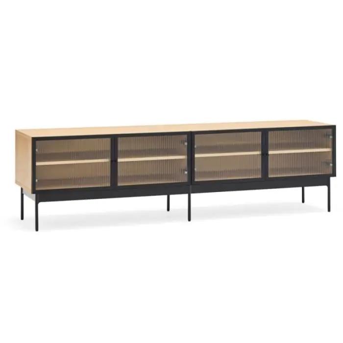 Mueble  De Televisión Diseño Natural Negro, 180 cm