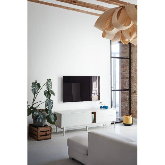 Mueble TV DM Lacado Blanco Crema, 180 Cm