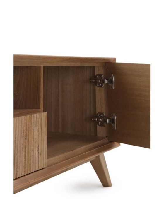 Mueble TV 2 Puertas Cajón Chapado Fresno Natural, 180 Cm