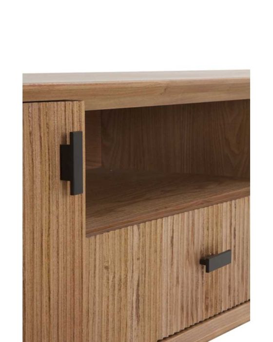 Mueble TV 2 Puertas Cajón Chapado Fresno Natural, 180 Cm