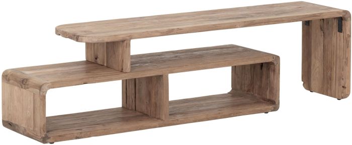 Mueble de tv extensible en madera de teca natural 150 cm