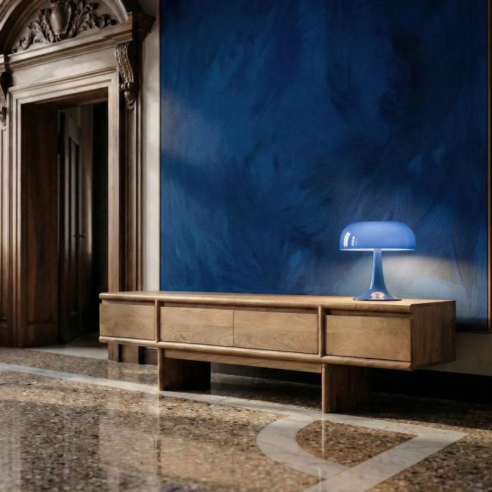 Mueble de TV en madera de mango natural con 4 cajones.