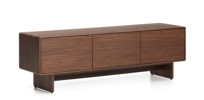 Mueble de TV en chapado en madera de nogal y mdf marrón.