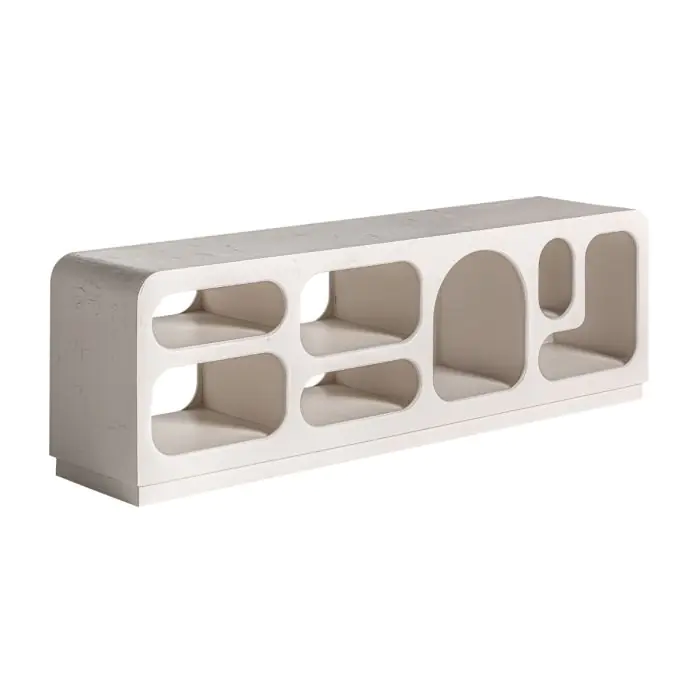 Mueble TV Sulkava Madera Mango Blanco Roto, 160 Cm