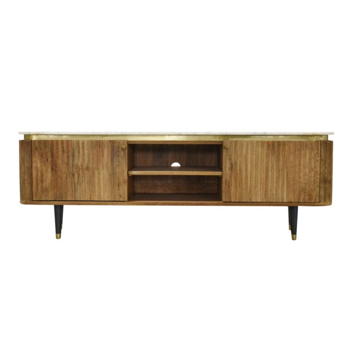 Mueble TV Mármol Madera Acacia Metal, 147 Cm