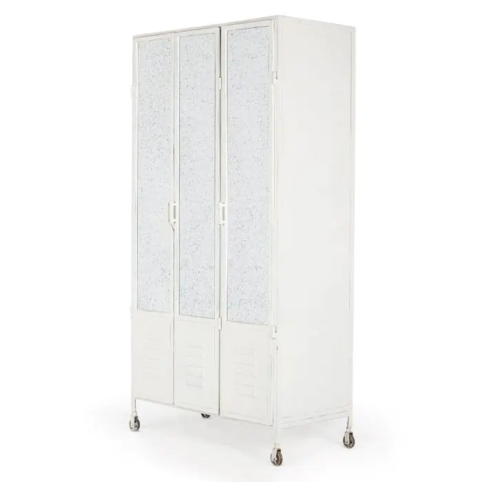 Taquilla con Ruedas Cristal Metal Blanco, 100 Cm