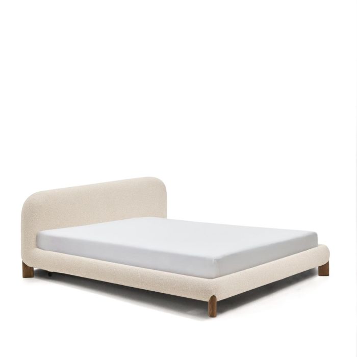 Cama Desenfundable Odina Bouclé Beige Patas Nogal 
