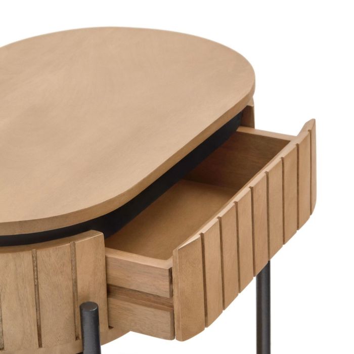 Mesita de Noche Madera Mango Hierro Natural/Negro,65 Cm